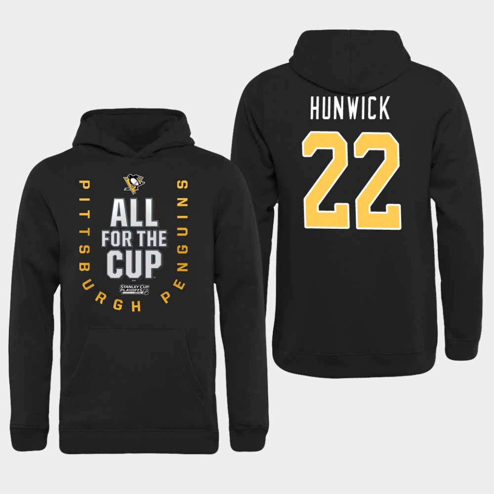 Men NHL Pittsburgh Penguins #22 Hunwick black All for the Cup Hoodie->pittsburgh penguins->NHL Jersey